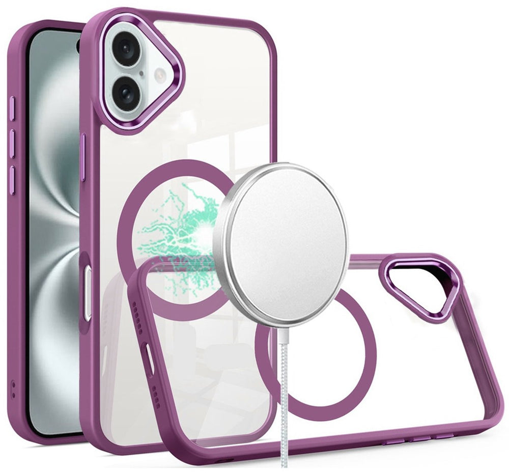 iPhone 16 Plus Hoesjes – Transparante TPU Backcover – Camera Surround Case – MagSafe Compatibel – Paars-Ilumina Benelux