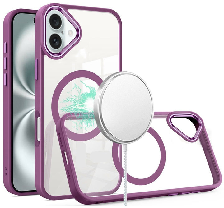 iPhone 16 Plus Hoesjes – Transparante TPU Backcover – Camera Surround Case – MagSafe Compatibel – Paars-Ilumina Benelux