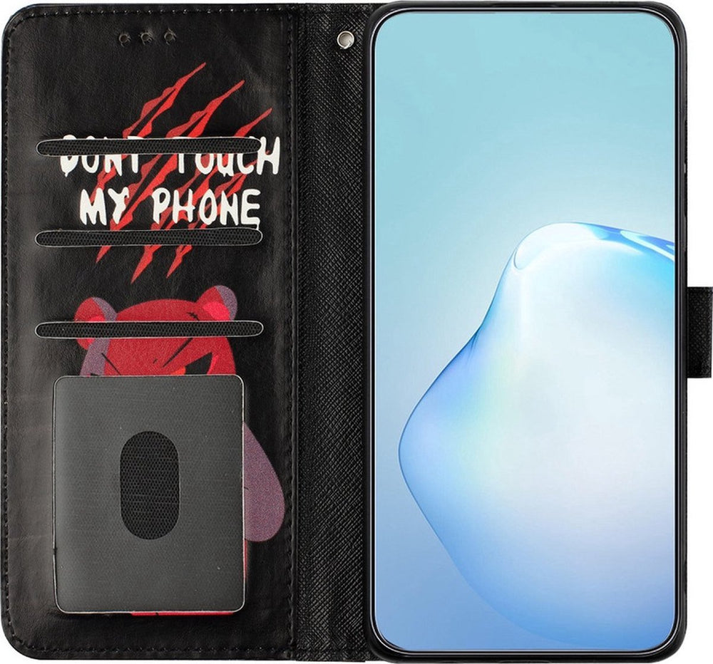 Oppo A96/A76/A36 Hoesjes – Bookcase Portemonnee Hoes – Magneetsluiting – Angry Bear Print-Ilumina Benelux
