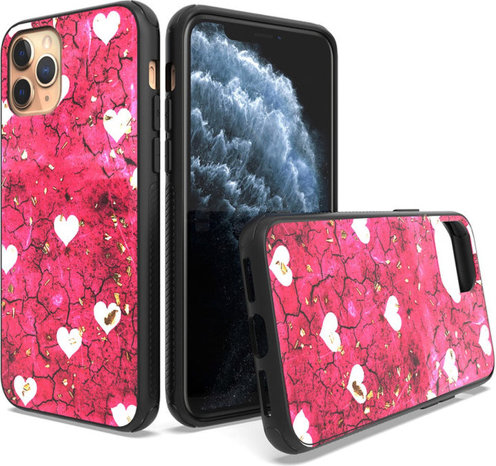 iPhone 11 Hoesjes – Siliconen Backcover – Print Pink Hearts – Roze-Ilumina Benelux