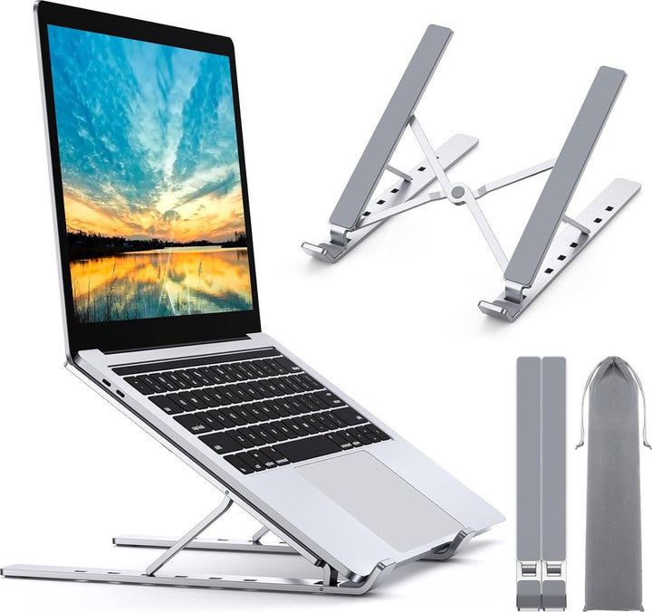 Laptop standaard - Verstelbaar ergonomisch - Opvouwbaar & draagbaar - Geschikt voor Xiaomi Dell MacBook HP Lenovo - Zilver LB-455-Ilumina Benelux