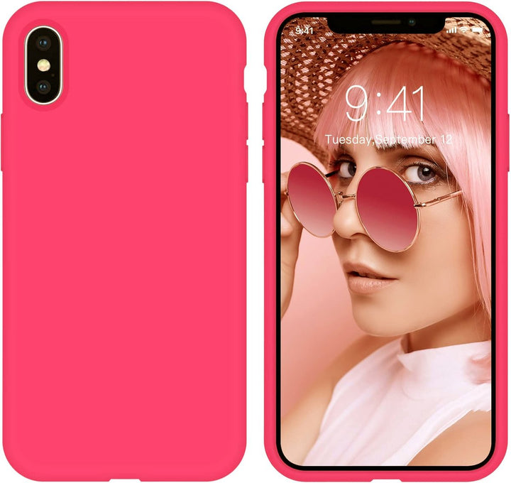 iPhone X/XS Hoesjes – Solid Liquid Siliconen Backcover – Flexibele TPU Cover – Schokbestendig – Roze-Ilumina Benelux