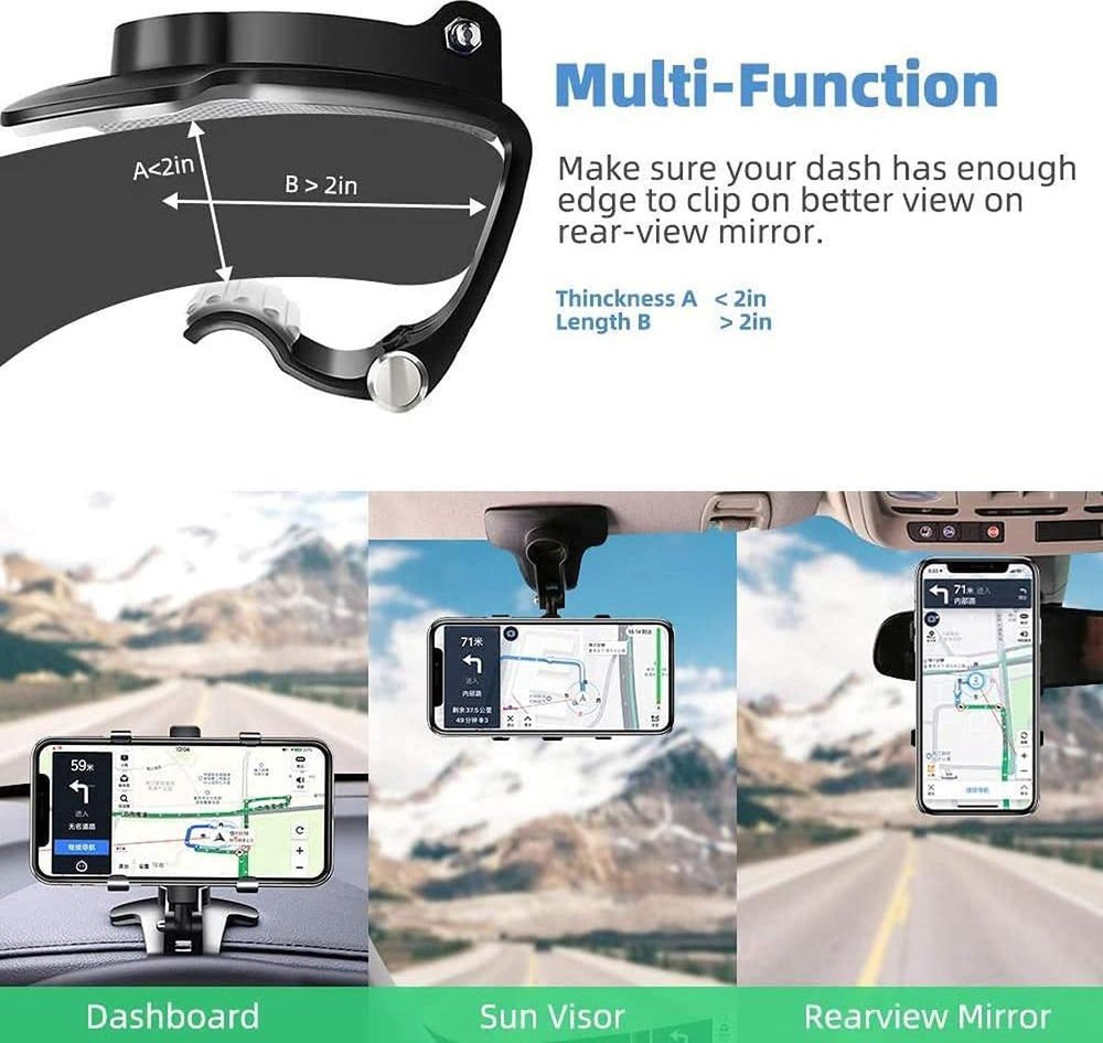 Telefoonhouder auto – Dashboardhouder met veerclip – 360° draaibaar – Voor 4-7 inch smartphones – Zwart-Ilumina Benelux