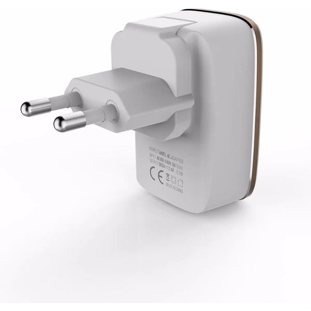 LDNIO A2204 Snellader met USB-A naar USB-C Kabel – Dual USB Oplader – 2.4A Reislader – Wit-Ilumina Benelux