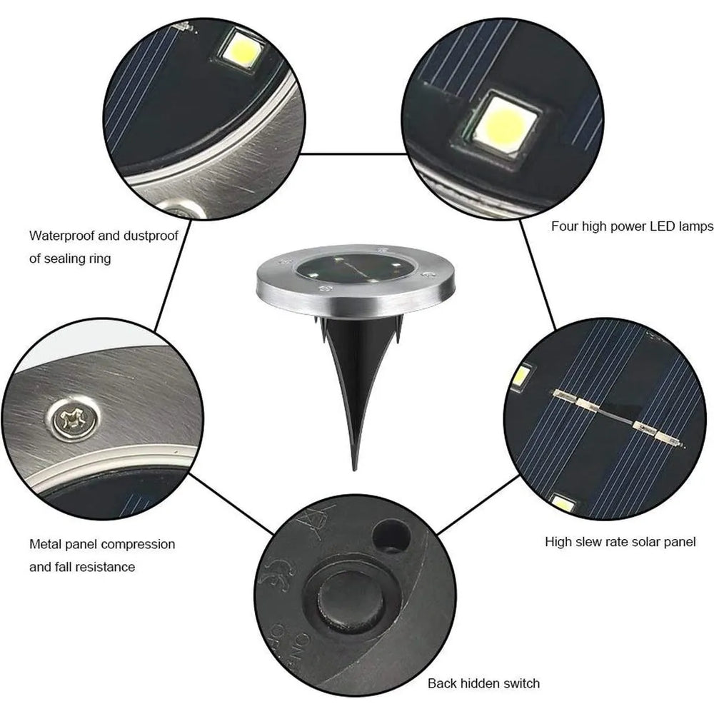 Solar Grondspots LED – Tuinverlichting op Zonne-Energie – Warm Wit – IP65 Waterdicht – Met Schemersensor – Set van 4-Ilumina Benelux