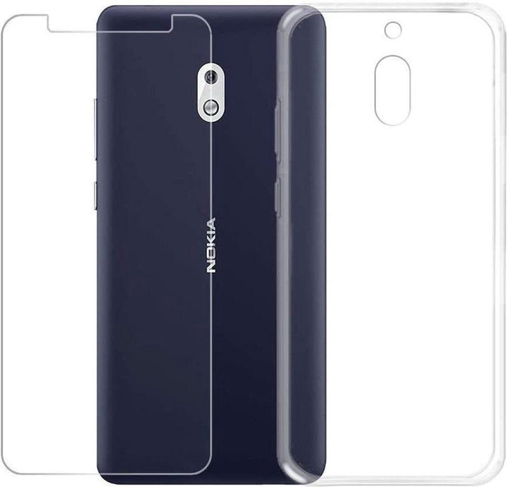 Nokia 2.1 Hoesjes – Transparante Siliconen Backcover – 2x Screenprotector Gehard Glas – Anti-kras-Ilumina Benelux