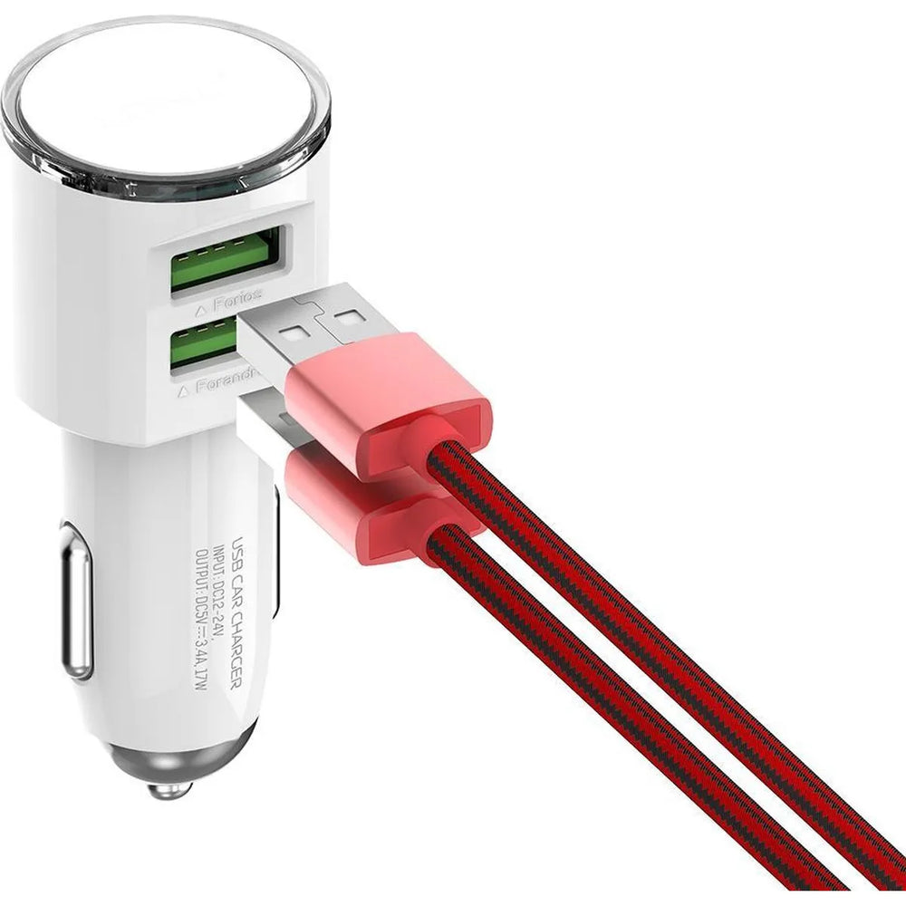 LDNIO DL-C29 Dual USB Autolader 3.4A met Lightning Kabel-Ilumina Benelux