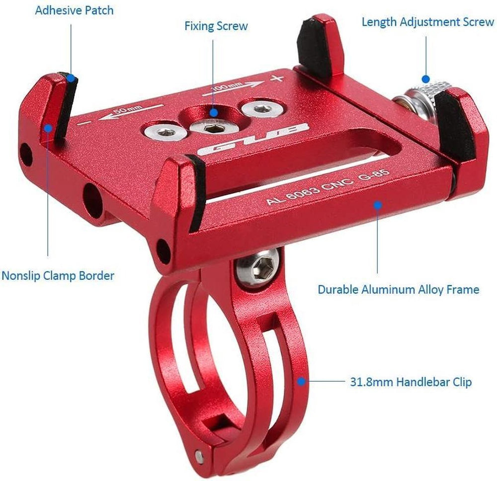 Telefoonhouder fiets – Aluminium smartphonehouder – Universeel – GUB LB-424 – Rood-Ilumina Benelux