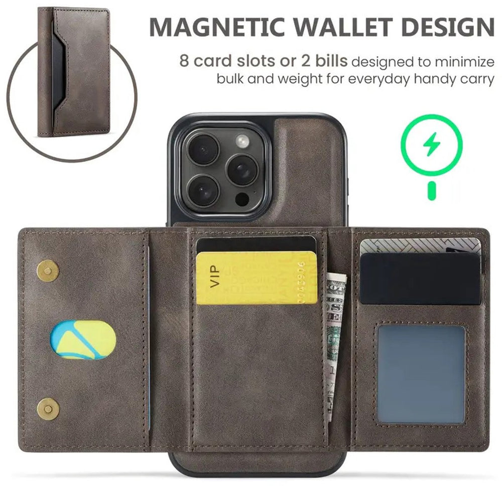 MagSafe Wallet – Geschikt voor iPhone Air – Pasjeshouder 8 Kaartvakken – RFID-bescherming – Bruin-Ilumina Benelux