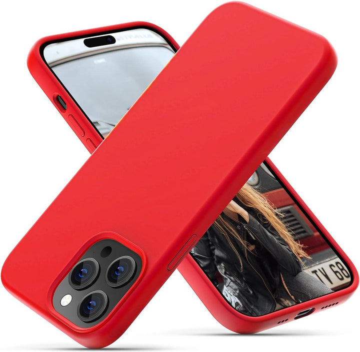 iPhone 13 Pro Max Hoesjes – Liquid Siliconen Backcover – Inclusief Screenprotector – Rood-Ilumina Benelux