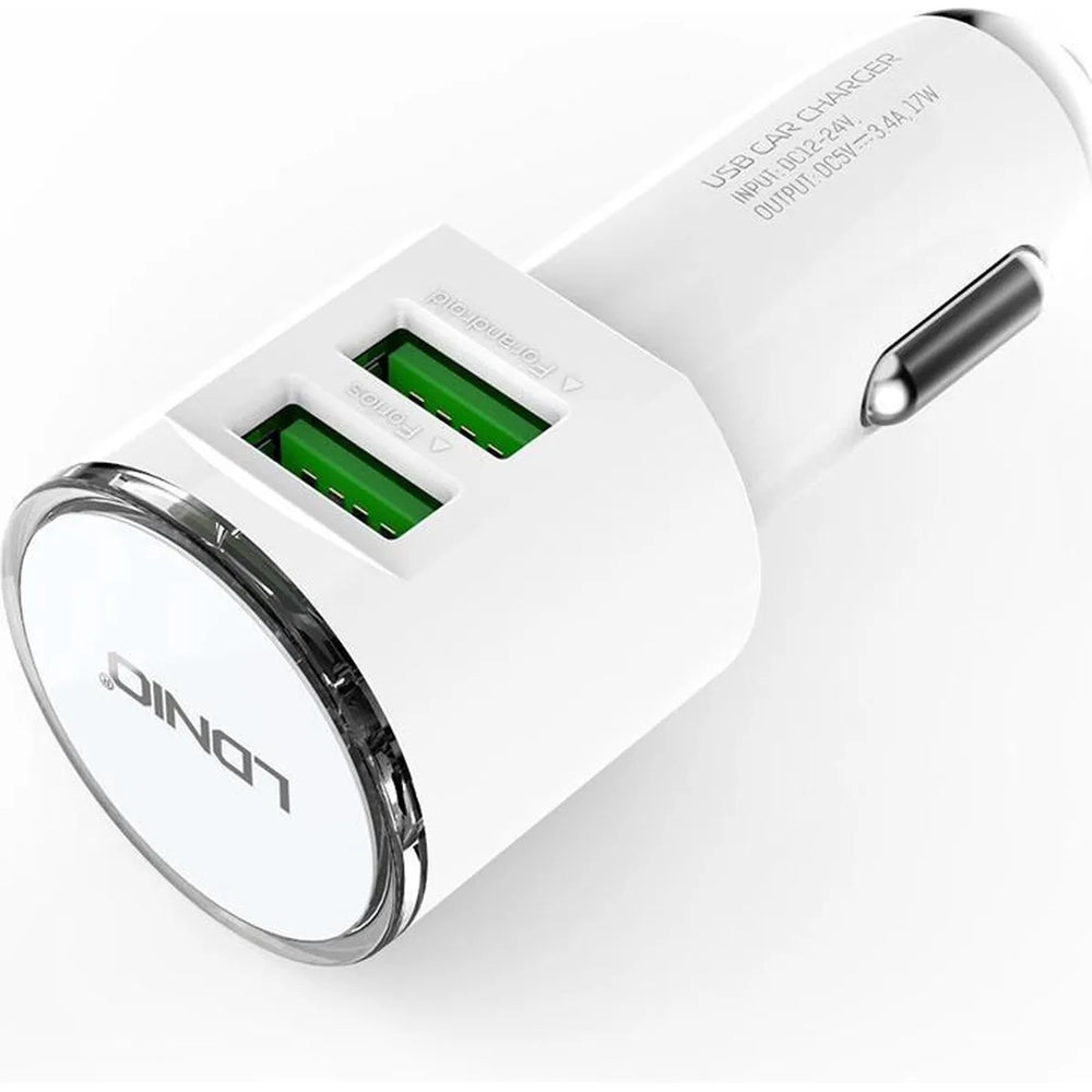 LDNIO DL-C29 Dual USB Autolader 3.4A met Lightning Kabel-Ilumina Benelux