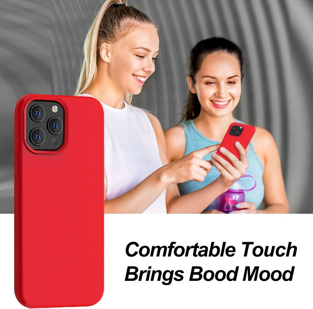 iPhone 13 Pro Max Hoesjes – Liquid Siliconen Backcover – Inclusief Screenprotector – Rood-Ilumina Benelux