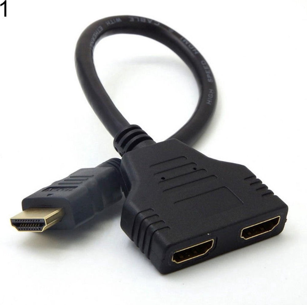 HDMI Splitter Kabel – 1 In 2 Out – HDMI Man naar 2x HDMI Vrouwelijk – 1080P Adapter Converter – Zwart-Ilumina Benelux