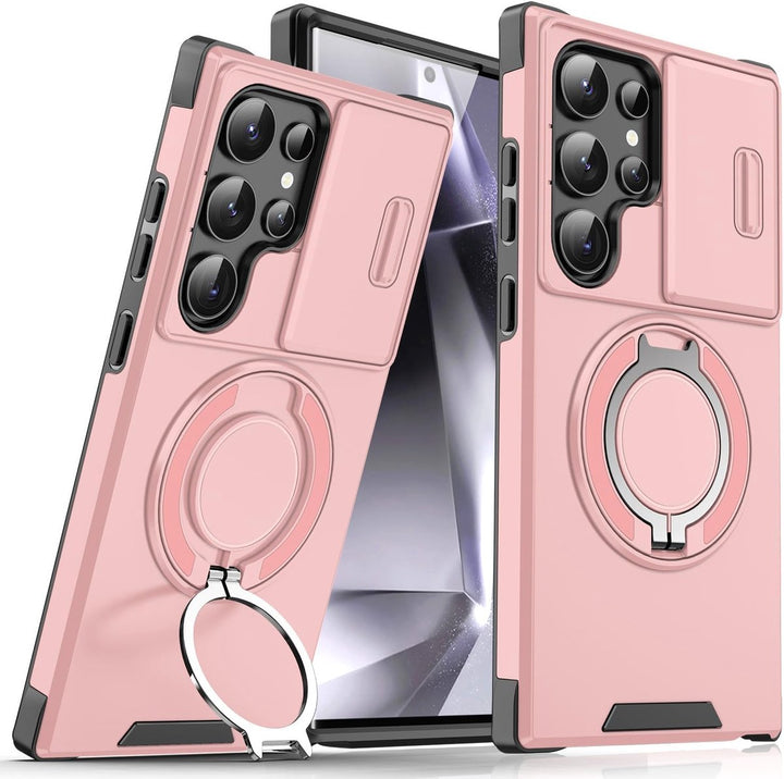 Samsung Galaxy S25 Ultra Hoesjes – MagSafe Hybrid Backcover met Ringstandaard – Schokbestendig – Roze-Ilumina Benelux