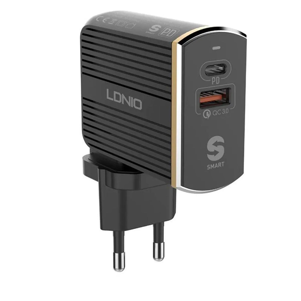 LDNIO A2502C QC 3.0 + USB-C PD Snellader 36W – Dual USB Travel Charger – Zwart-Ilumina Benelux