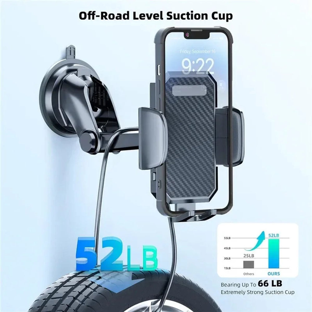 Telefoonhouder auto – Zuignap voor dashboard en raam – Universeel verstelbaar – 360° draaibaar – Zwart-Ilumina Benelux