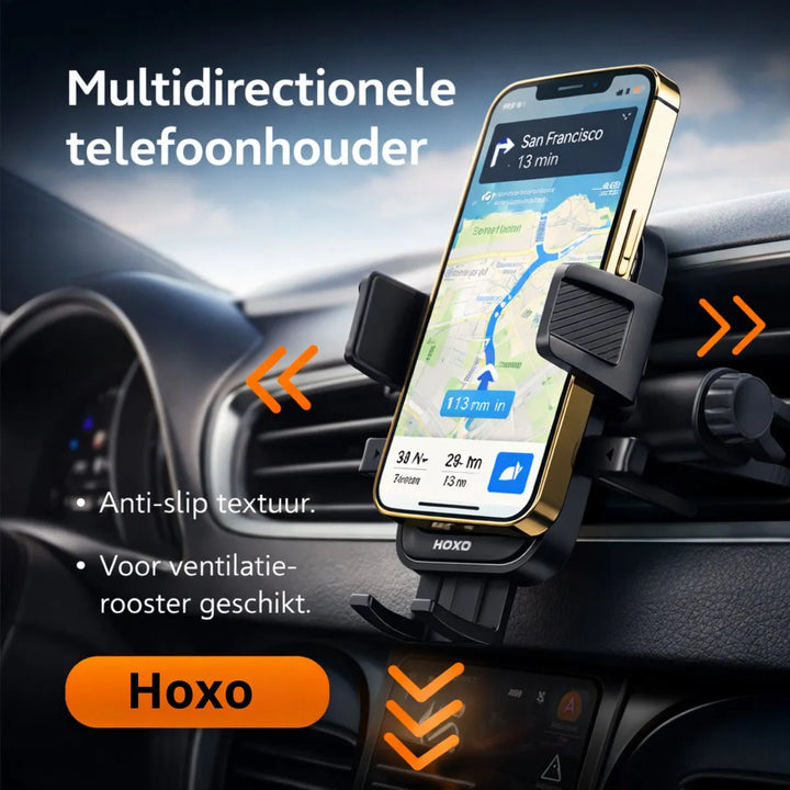 Telefoonhouder voor Ronde Ventilatieroosters - 360° Draaibaar - Universele GSM Houder Auto-Ilumina Benelux