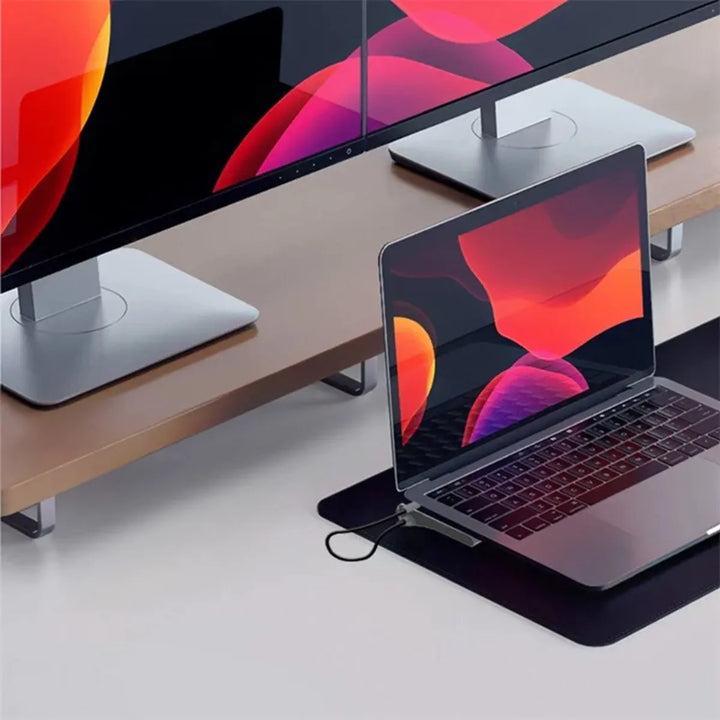 12-in-1 USB-C Hub Adapter met Laptopstandaard – Dual HDMI 4K, VGA, Gigabit Ethernet, 100W Power Delivery, USB 3.0, SD & Micro SD Kaartlezer – Space Grey-Ilumina Benelux