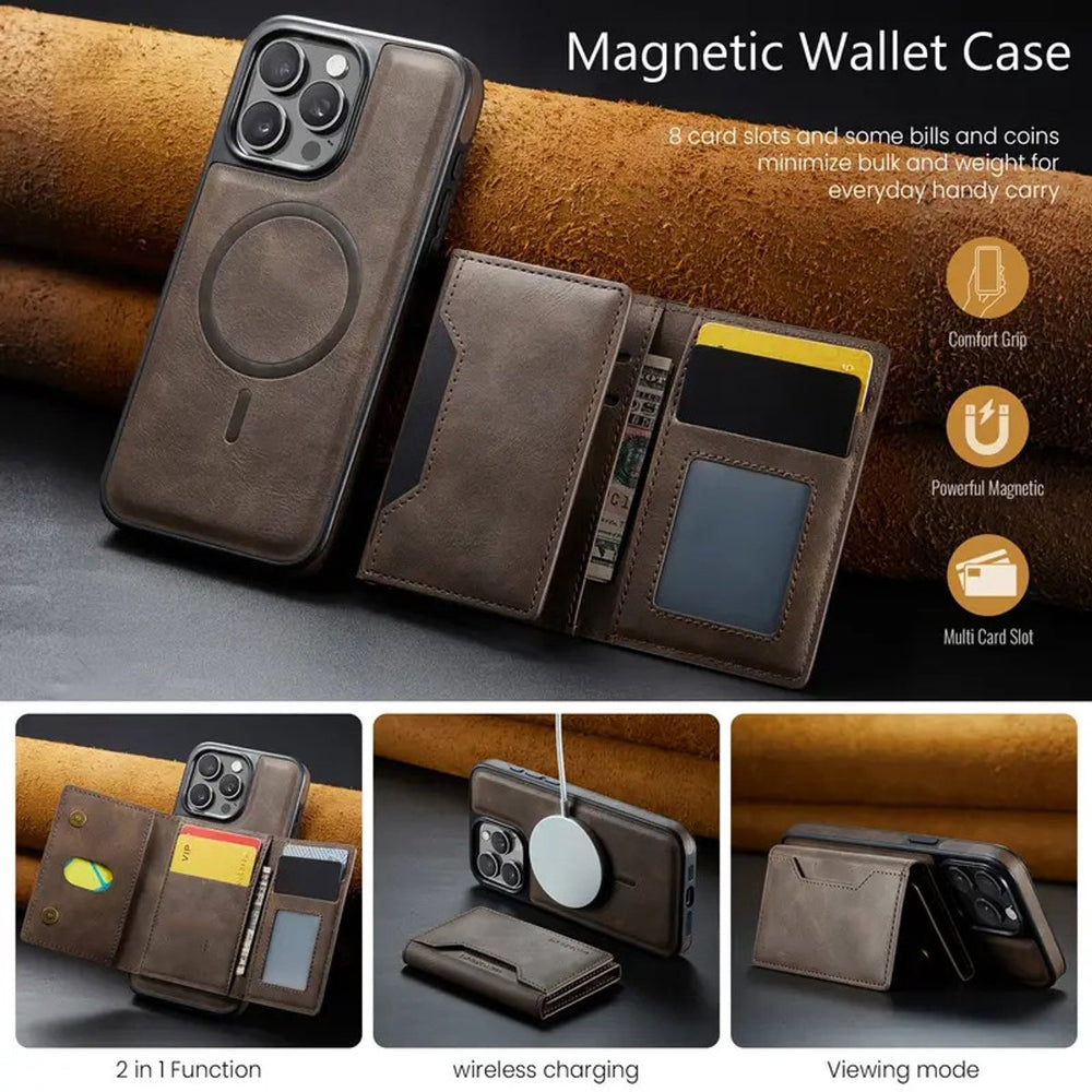 MagSafe Wallet – Geschikt voor iPhone Air – Pasjeshouder 8 Kaartvakken – RFID-bescherming – Bruin-Ilumina Benelux