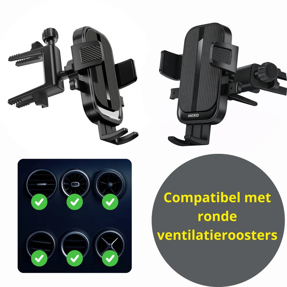 Telefoonhouder voor Ronde Ventilatieroosters - 360° Draaibaar - Universele GSM Houder Auto