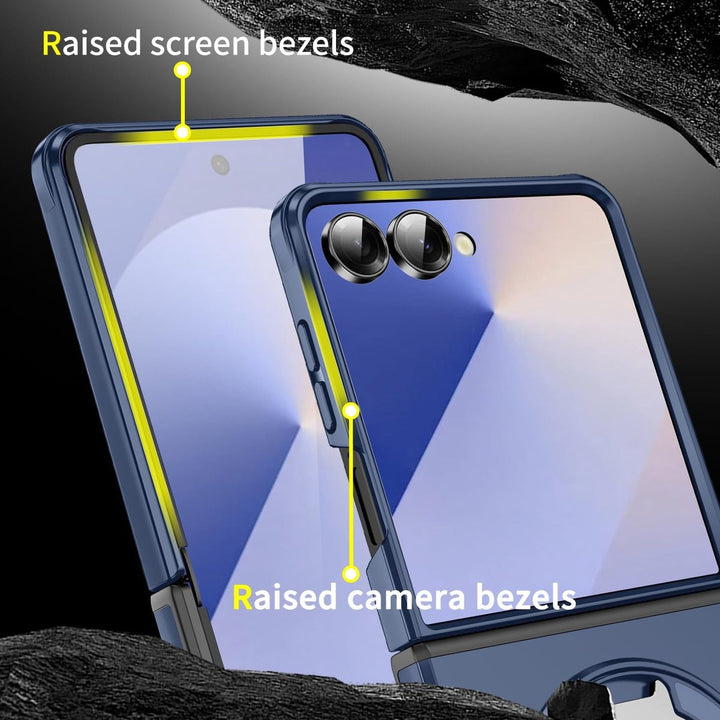 Samsung Galaxy Z Flip 7 Hoesjes – Hybrid Backcover – MagSafe Ringstandaard – Schokbestendig – Blauw-Ilumina Benelux
