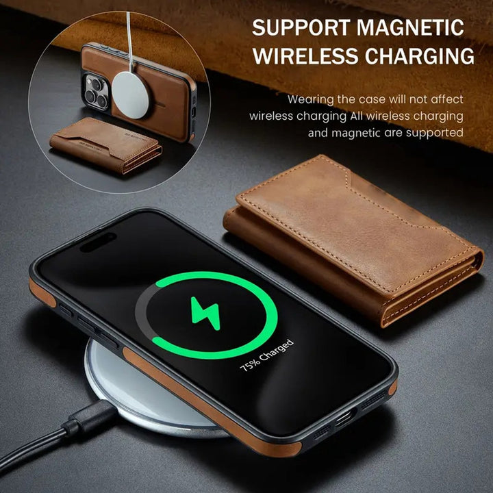 MagSafe Wallet – Geschikt voor iPhone Air – Pasjeshouder 8 Kaartvakken – RFID-bescherming – Bruin-Ilumina Benelux
