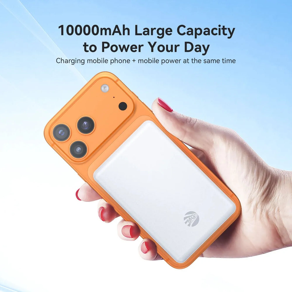 10000mAh Powerbank MagSafe – 15W Draadloos Opladen – Wit – Magnetische Powerbank – USB-C Snelladen-Ilumina Benelux