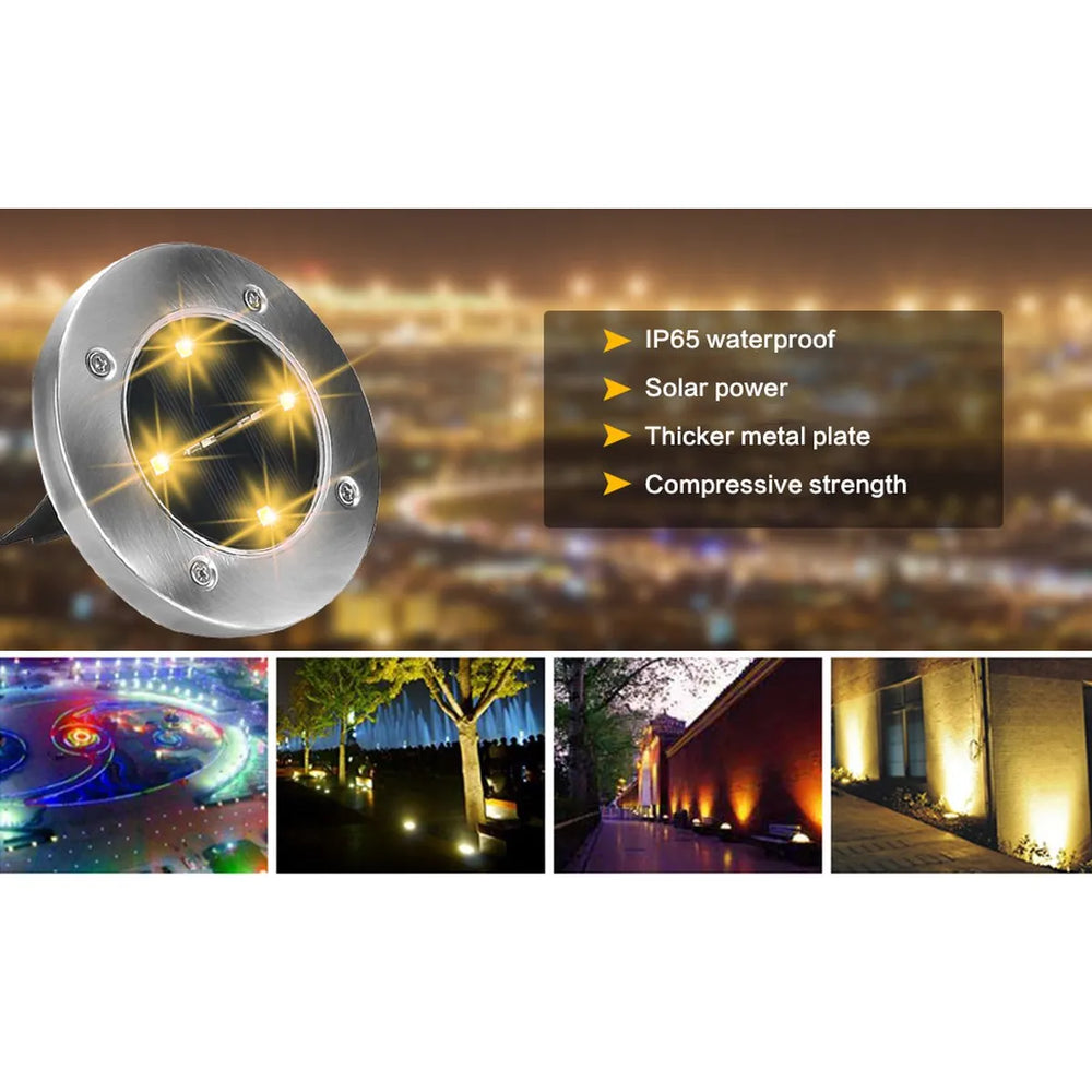 Solar Grondspots LED – Tuinverlichting op Zonne-Energie – Warm Wit – IP65 Waterdicht – Met Schemersensor – Set van 4-Ilumina Benelux
