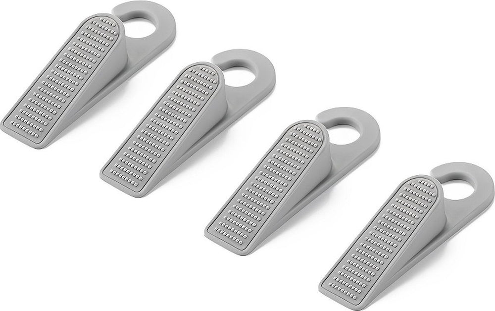 Deurstopper set – 4 stuks rubber deurwig – Antislip lichtgewicht – Met ophanghaak – Grijs-Ilumina Benelux