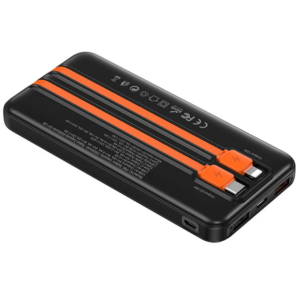 Powerbank 20000mAh – Zwart – 4 Uitgangen – 2 Ingebouwde Oplaadkabels – Digitaal Display-Ilumina Benelux
