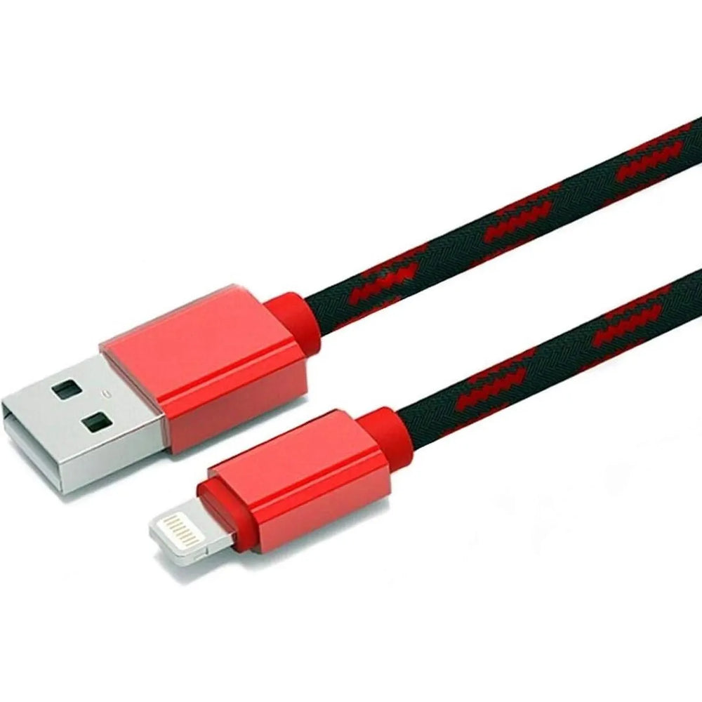 LDNIO LS23 USB-A naar Lightning Kabel – 1 Meter – 2.4A Fast Charging Nylon Kabel – Rood-Ilumina Benelux