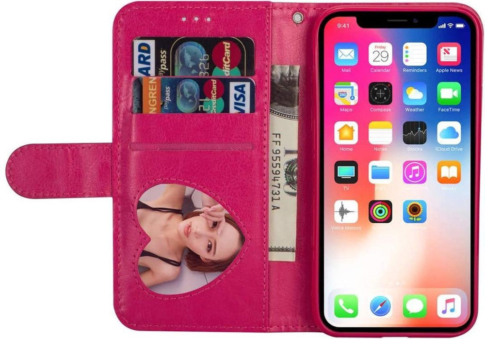 iPhone X/XS Hoesjes – Glitter Portemonnee Case – Rits & Koord – Pasjeshouder – Roze-Ilumina Benelux