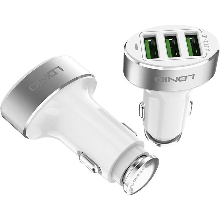 LDNIO C501 3 USB Fast Charge Autolader 5.1A met Lightning Kabel-Ilumina Benelux