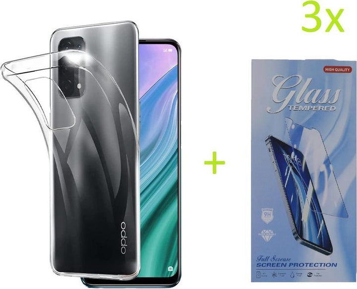 Oppo Reno 4 5G Hoesjes – TPU Siliconen Backcover – Schokbestendig – Incl. 2x Screenprotector – Zwart-Ilumina Benelux