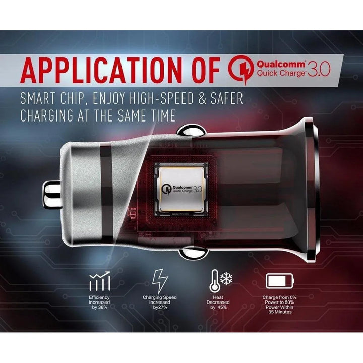 LDNIO C304Q QC3.0 USB Autolader 3A met Lightning Kabel voor iPhone-Ilumina Benelux