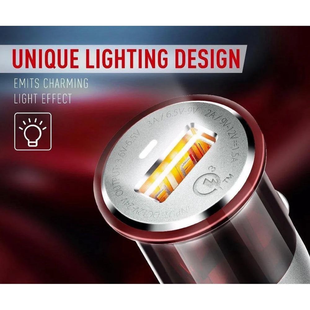 LDNIO C304Q QC3.0 USB Autolader 3A met Lightning Kabel voor iPhone-Ilumina Benelux