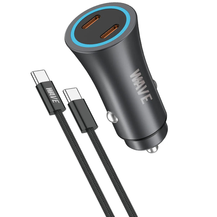 40W Dual USB-C Autolader met PD USB-C naar USB-C Kabel 1 Meter - Zwart-Ilumina Benelux