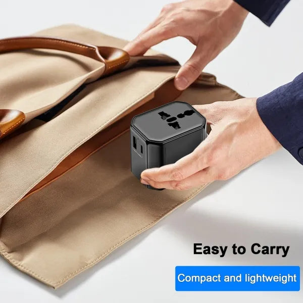 Wereldstekker Reisadapter - Universele Travel Adapter - USB-A & USB-C - 12W - Geschikt voor USA, UK, EU & Australië - Zwart-Ilumina Benelux