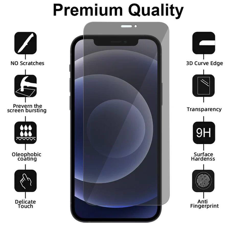 iPhone 12 Pro Max – Privacy Full Cover – 9H Gehard Glas-Ilumina Benelux