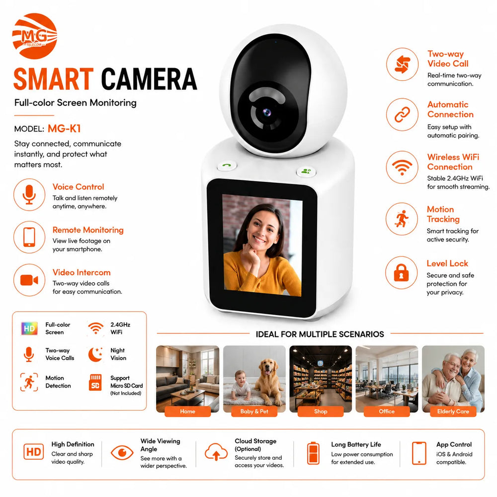 Smart Camera – WiFi Beveiligingscamera – Video Intercom – Bewegingsdetectie – Tweeweg Audio – Wit-Ilumina Benelux