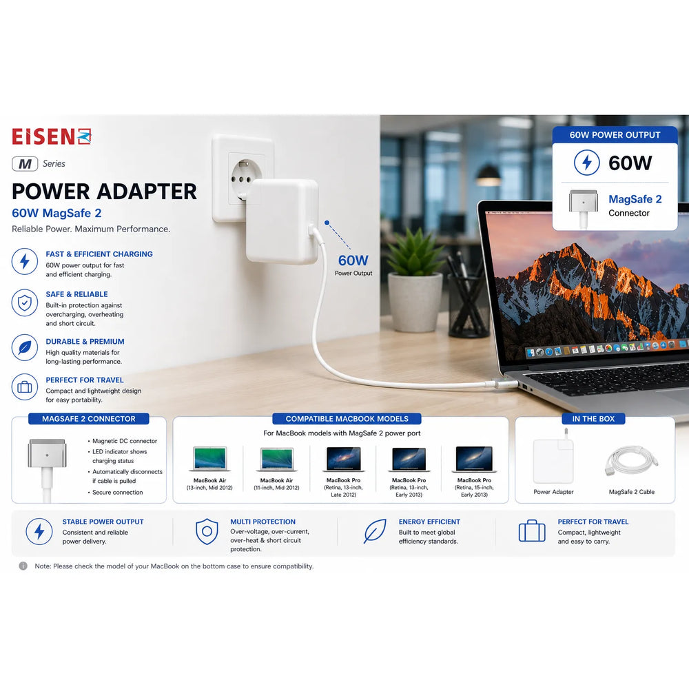 60W MagSafe 2 MacBook Oplader – Power Adapter voor MacBook Pro Retina 13 Inch – T-Connector