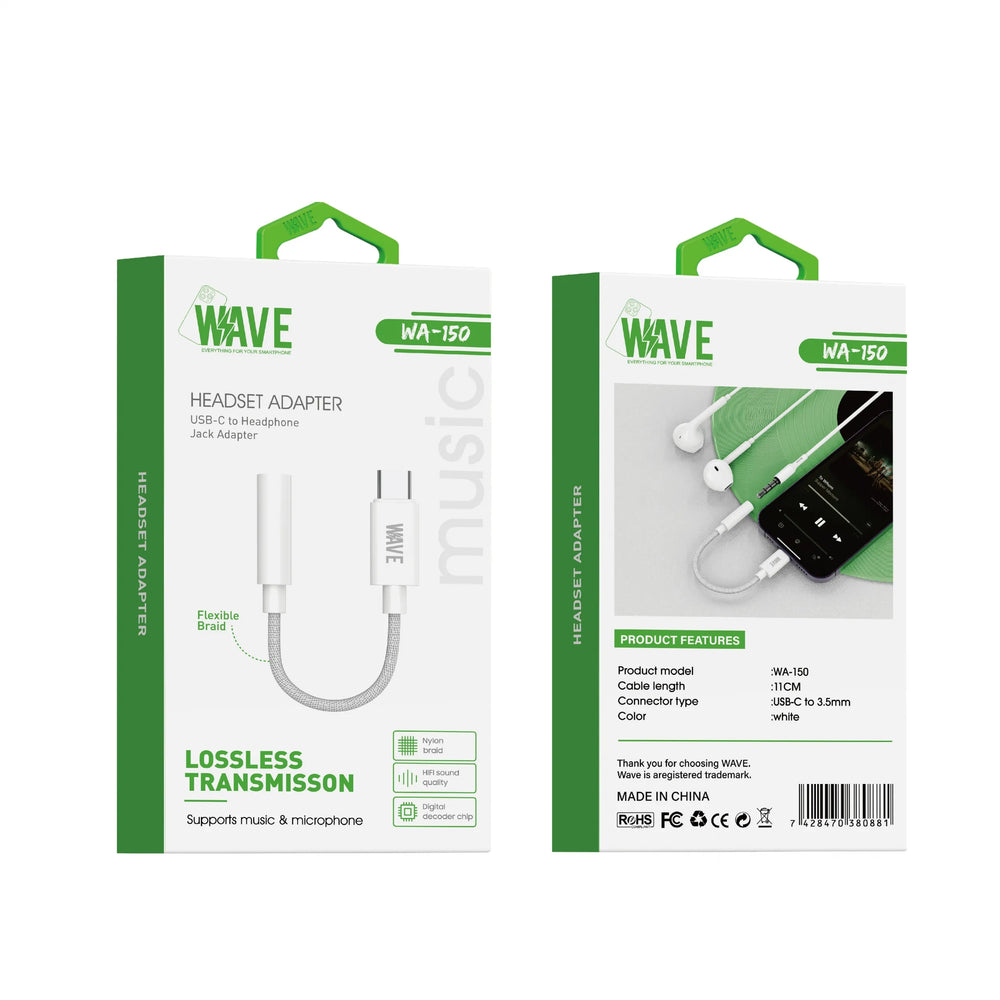 USB-C naar 3.5mm Jack Adapter – Audio Adapter met Microfoonondersteuning – USB-C naar AUX – Lossless Audio – Wit