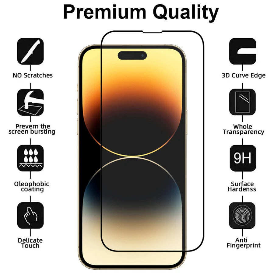 iPhone 14 Pro Max Screenprotector Full Cover Screenprotector Gehard 9H – 1-Pack-Ilumina Benelux
