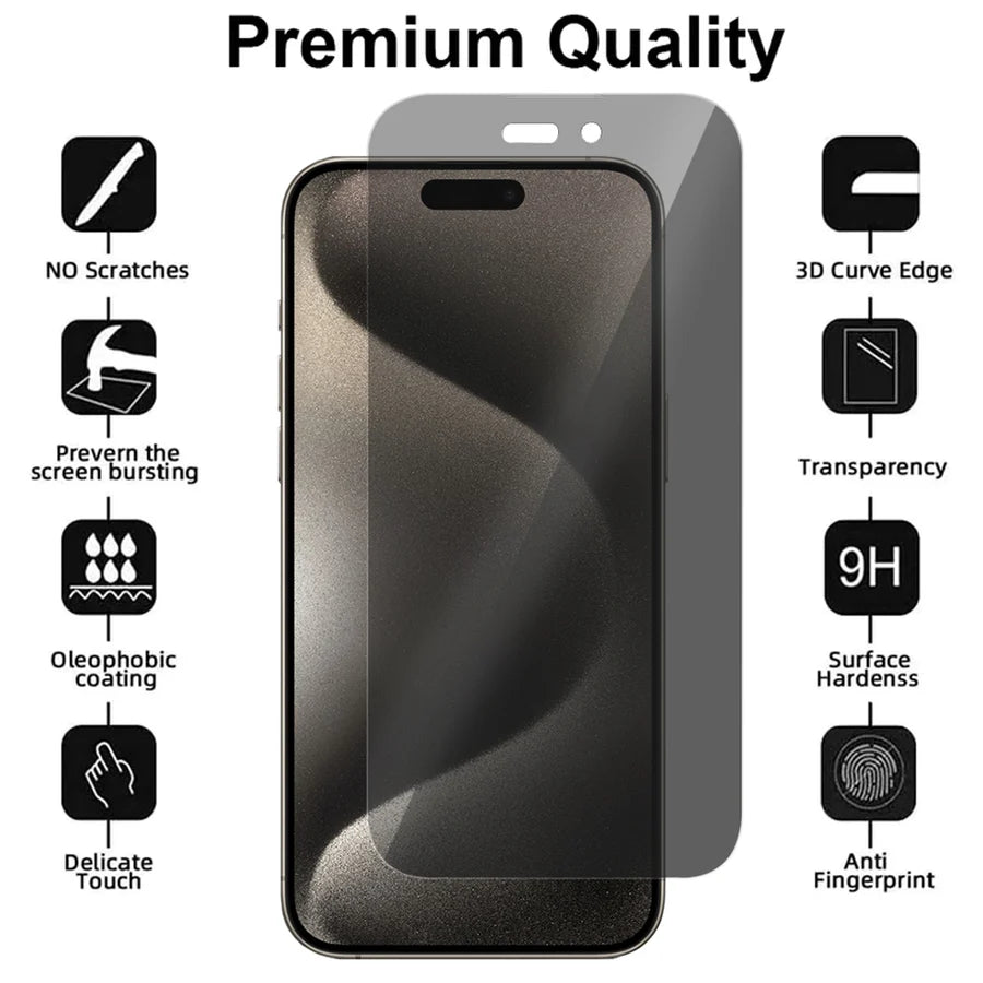 iPhone 15 Pro Max – Privacy Screenprotector – 9H Gehard Glas – 1-Pack-Ilumina Benelux