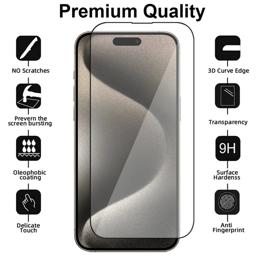 iPhone 15 Pro Screenprotector Full Cover – 9H Gehard Glas – 1-Pack-Ilumina Benelux