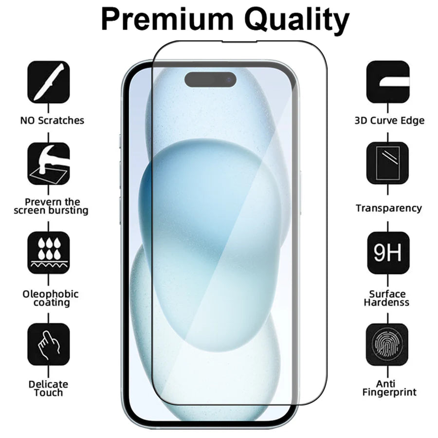 iPhone 15 Screenprotector Full Cover Screenprotector Gehard 9H – 1-Pack-Ilumina Benelux