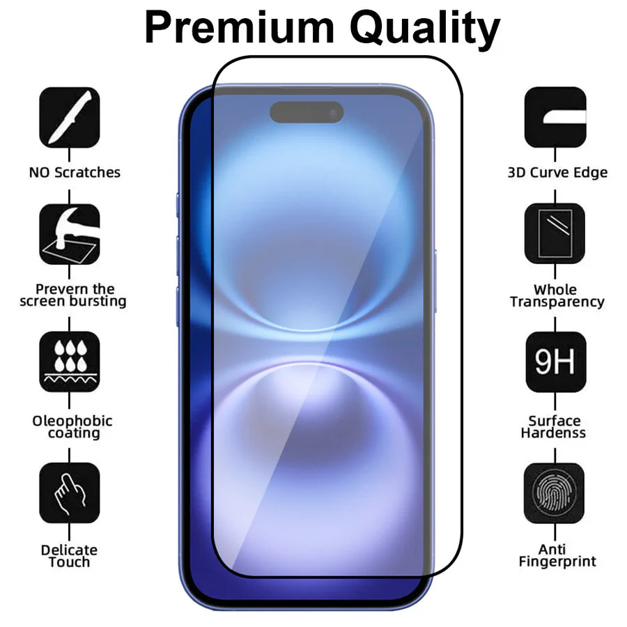 iPhone 16 Screenprotector Full Cover – 9H Gehard Glas – Anti-kras – Tempered Glas – 1-Pack-Ilumina Benelux