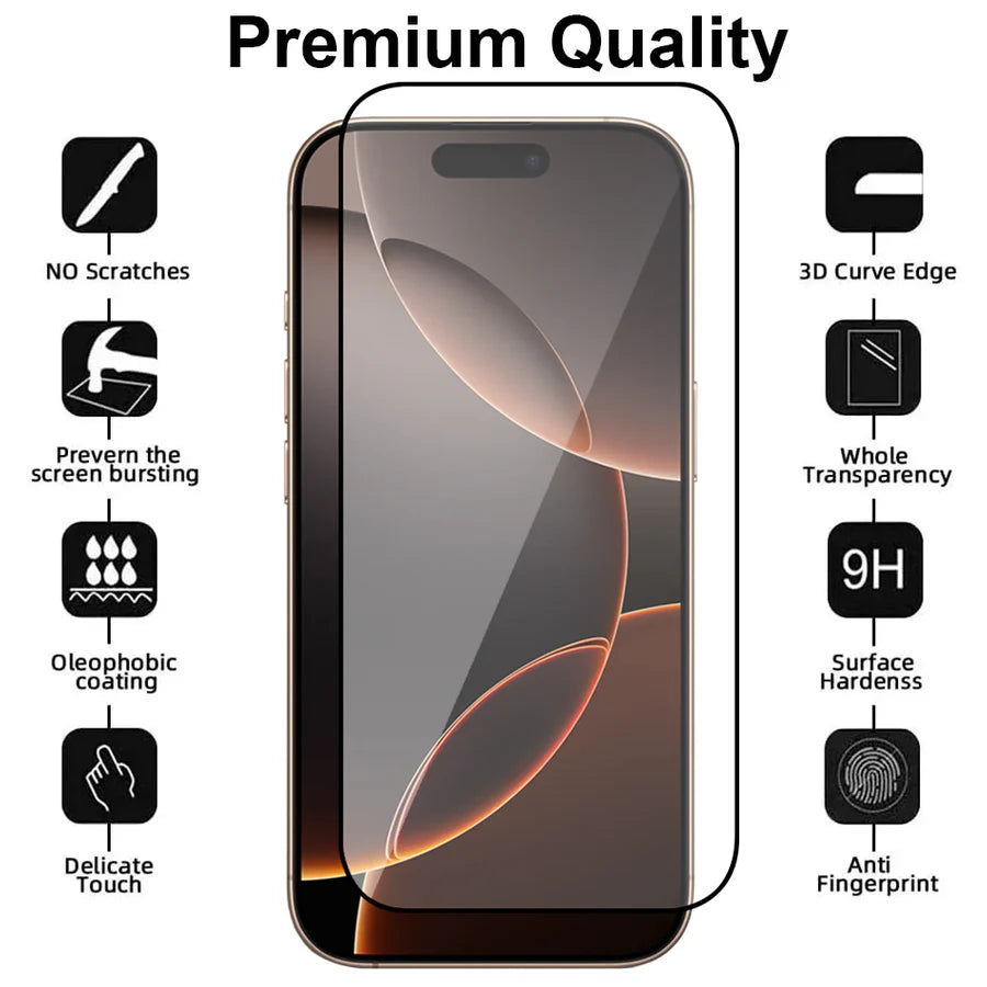 iPhone 16 Pro Screenprotector Full Cover Screenprotector Gehard 9H Glas-Ilumina Benelux