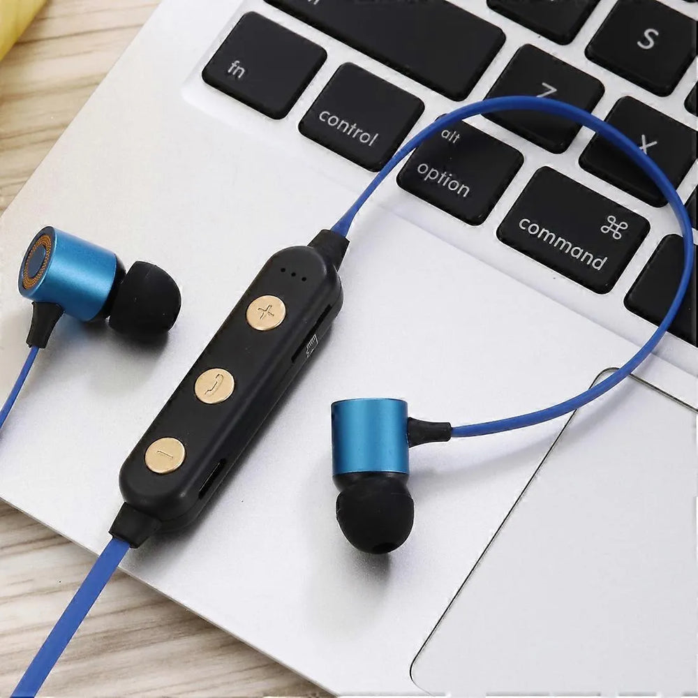 Mingge MG-G22 Draadloze Bluetooth Sport Headset – Magnetische Oordopjes met TF-kaart – Blauw-Ilumina Benelux