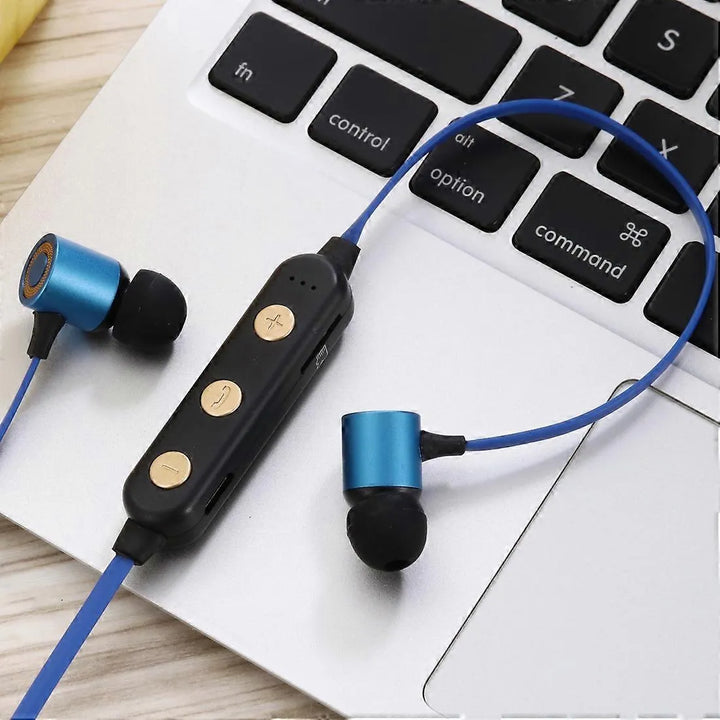 Mingge MG-G22 Draadloze Bluetooth Sport Headset – Magnetische Oordopjes met TF-kaart – Blauw-Ilumina Benelux